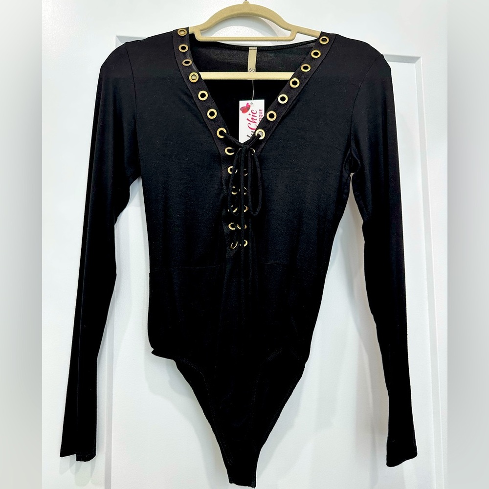 Small long sleeve lace up body suit